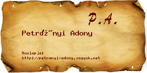 Petrányi Adony névjegykártya